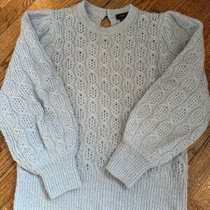Cozy French Blue Cable Knit Sweater